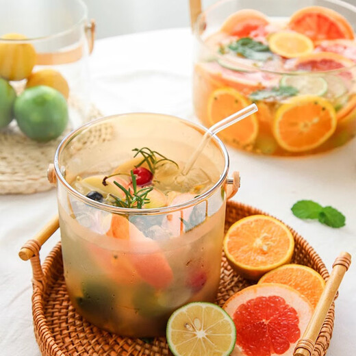 Glimmer Fruit Bucket Container Transparent Portable Glass Bucket Outdoor Summer Picnic Fruit Bucket Basin Happy Bucket Ice Bucket Ice Bucket Large 200*100 Basket (Amber)