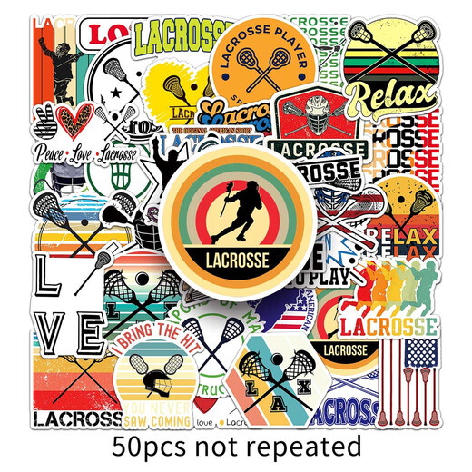 50 kreative Aufkleber für Lacrosse-Tennisspieler DIY Material Thermos Cup Scooter Helm Travel Box Kopfhörer Kleiderschrank Flache Aufkleber handgefertigtem selbstverletzender wasserdichte Dekoration Lacrosse-826 5.5-8,5 cm