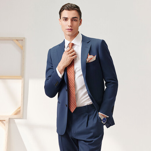 By Creations Imported VBC Pure Wool Suit Men's Lightweight Business Professional Formal Wear Groom Wedding Suit Navy 44