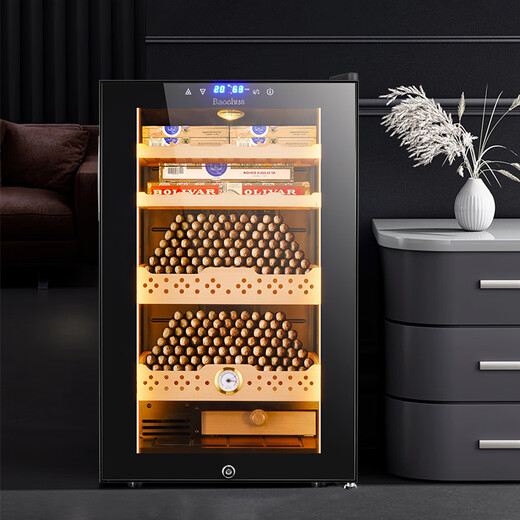 Double small cigar cabinet electronic constant temperature and humidity air-cooled naked cedar wood constant temperature red wine cigar 270L-compressor-fixed frequency model 5 boxes (5th generation constant humidity technology)