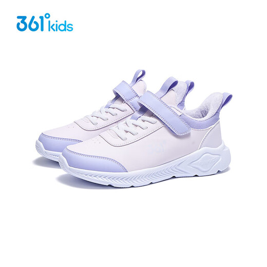 361°儿童运动鞋25冬男女童3-14岁皮面加绒保暖缓震棉鞋 紫32