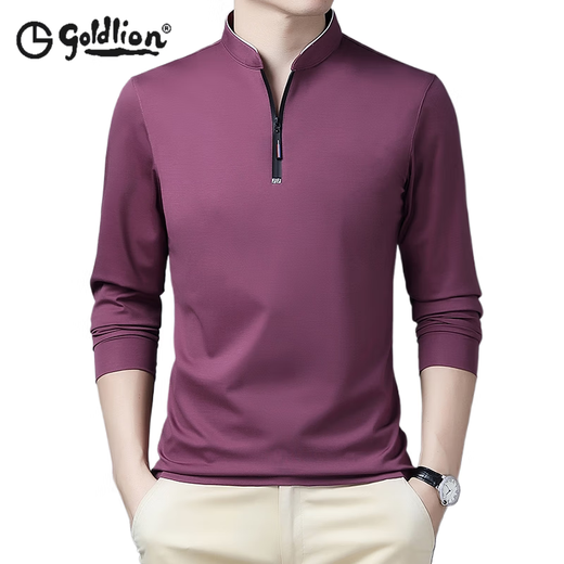 Jinlilai Langarmed T-Shirt für Herren Trendy Stand Collar Halbzipper Casual Top Basis Hemd Frühling schwarzes Polo-Hemd Männer Flaggschiff offiziell 6623 Black M 165