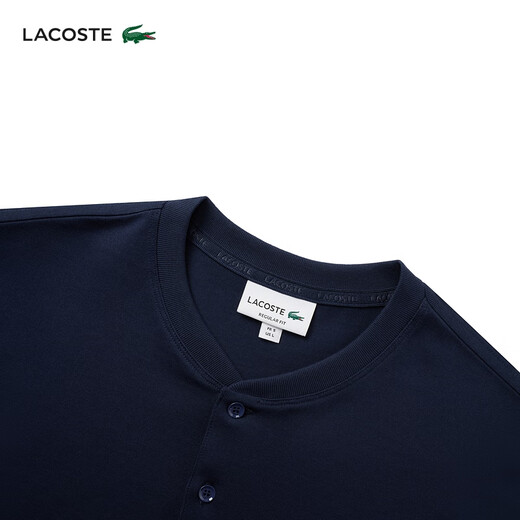 LACOSTE法国鳄鱼男装25春夏新款时尚简约亨利领短袖T恤|TH7022 166/藏青色 L 5