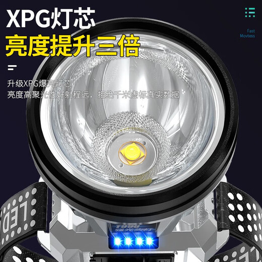 哲初头灯强光超长续航50000w防水60小时军户外专用超亮头戴式夜钓赶海 【旗舰版】超亮99万9900K顶配秒充款99时 抓知了猴专用灯钓鱼头灯户外强光超长续航100000