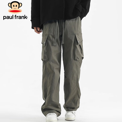 大嘴猴（paul frank）工装裤男士夏季美式直筒裤子男宽松户外休闲裤男裤 藻绿色 XL