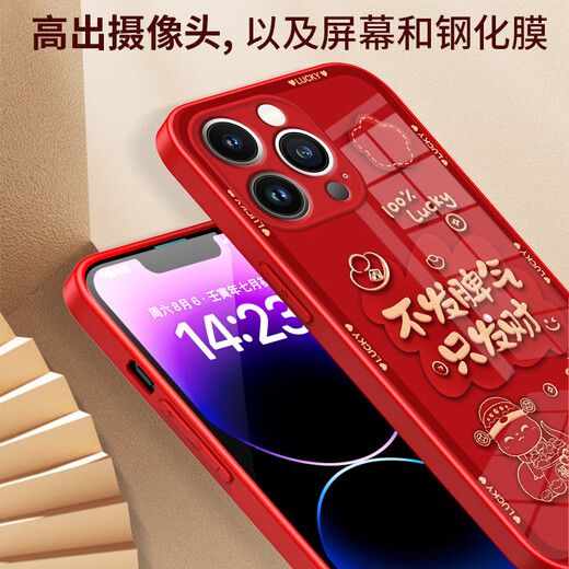 Est-ce que ça va? Applicable à Apple 12 Case de téléphone mobile iPhone12promax Case de protection de verre liquide Mini Année de serpent Année Nouvel An Sensing Ice Dissipation Creative Lens All-Inclusion Personnalité anti-automne Apple 12Promax [Chine Red-Full Rich C718] + Film Liquid Glass Shell Shell Shell