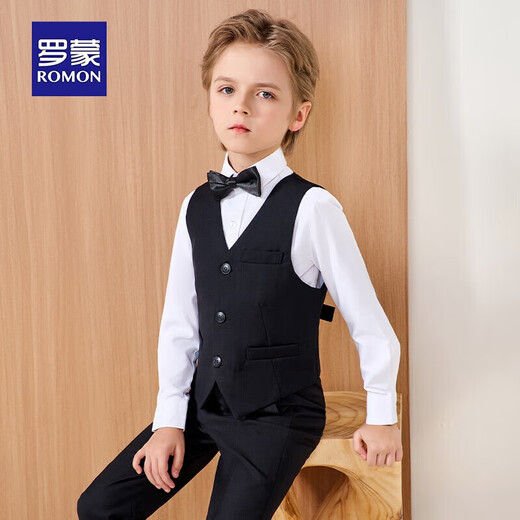 Robe pour enfants Robe Flower Boy Boy Performance Boy Host Host Black Vest Suit Long 130