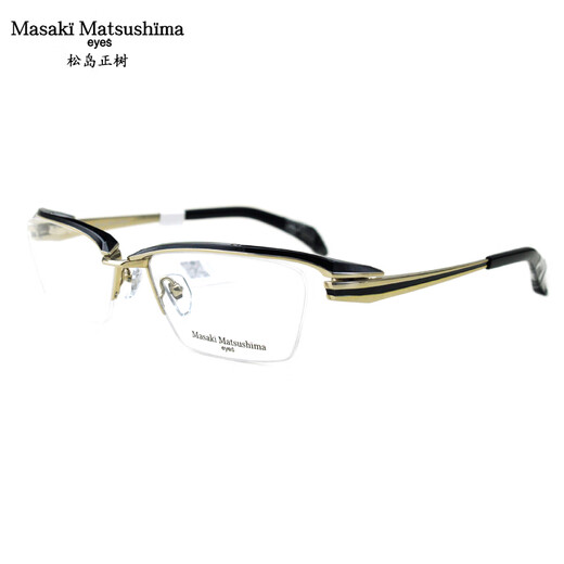 Masaki Masaki Matsushima Titanium Lunes Half Cadre pour les hommes et les femmes verres de myopie Cadre MF1278 Col.1 Black and Gold