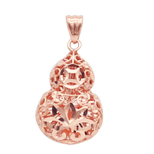 Fei Shengji purple gold pendant Kamasana Russian 585 14K rose gold plated double-layer hollow gourd gas gourd (single pendant)