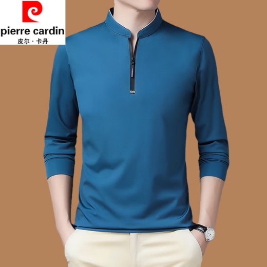 皮尔卡丹（pierre cardin）春秋季新款男士纯棉亲肤长袖T恤半拉链立领卫衣大码宽松百搭上衣 QPD-6625玫红【春秋薄款】 有口 175/88A 建议130-150斤
