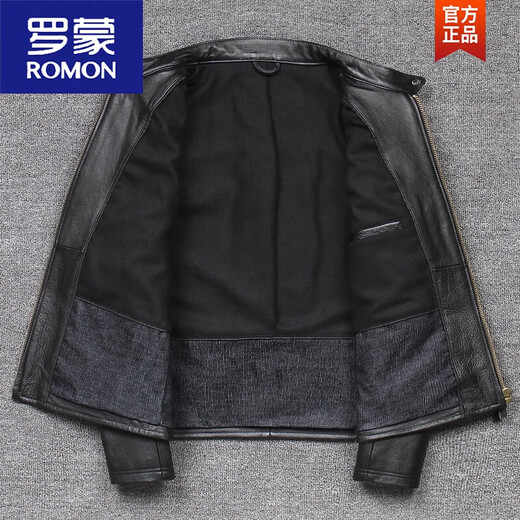 ROMON Venom Simulated Leather Jacket Men's Stand Collar Motorcycle Suit Stand Collar Youth Fashion Leather Jacket Jacket Trendy Black XL