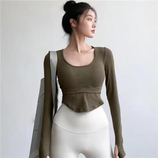Minghuitong a prueba de choque Sports Sports Training Strong Women Song Simting Fitness Entrenamiento de fitness But de ropa de yoga con red de ropa interior de la almohadilla de cofre DX16837 Folleto verde manga corta S
