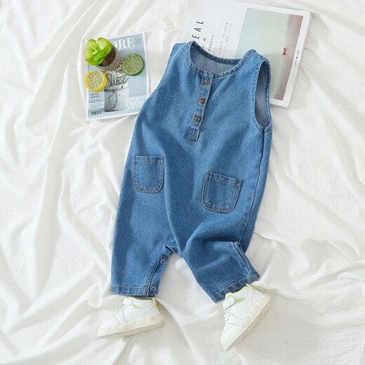 Disney (Disney) baby jumpsuit spring and autumn baby girl sleeveless pants vest style boy denim overalls harem jumpsuit COFO style 90 recommended height 85--93 cm
