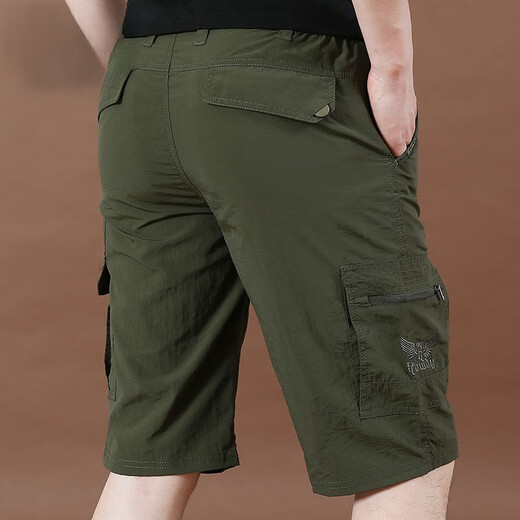 Jeep (Jeep) Shorts Herren American Summer Workwear Dünne fünf Viertelhosen mit mittlerer Hose atmungsaktueller Sport mehr Tafelstrand Big Shorts 9856 Military Green 2xl