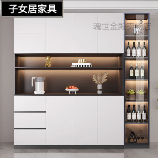 奥睦餐边柜高柜一体靠墙现代简约客厅储物柜家用收纳柜酒柜墙边置物柜 款12200*220cm包安装