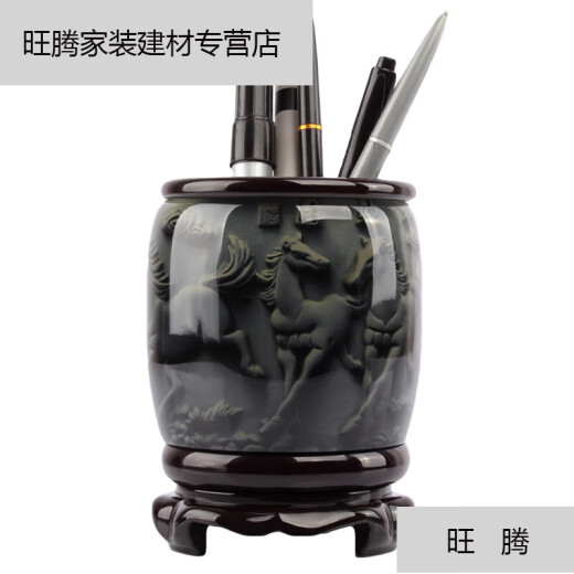 Meng Yier pen holder, high-looking retro ornaments, Chinese style rotating creative office desktop storage box, stationery, study office, large-sized Qingming Festival along the river, height 17.5-cm