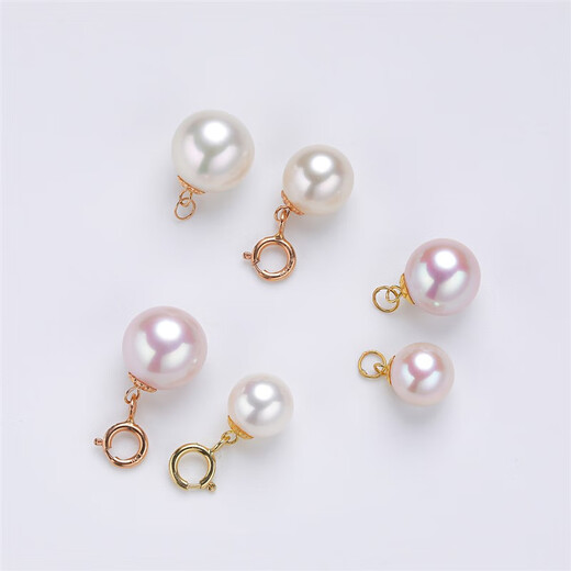 Xibanyuan 18K freshwater akoya perfect round bright light living mouth pendant lifting diy single pearl accessories spring buckle gold 4.5-5mm