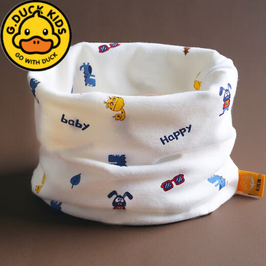 
G.DUCKKIDS Children's Autumn and Winter Scarf Class A pure cotton baby neck cover for boys and children in winter pullover baby scarf windproof and warm female KK rabbit - white 0-10 years old (buy 2 bonus 1-note bonus style)