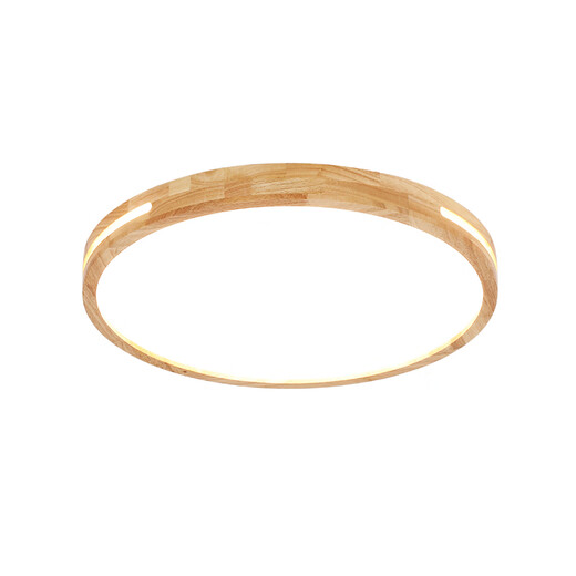 永智照明实木吸顶灯客厅卧室餐厅房间圆形原木质日式灯具佛中山灯饰 遥控无极调光 40CM实木三边发光