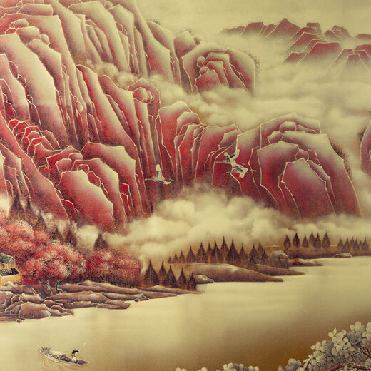 Yaji Lan Hongyun Cabeza Pintura De Paisaje Nuevo Estilo Chino Pintura Colgante Fondo De Sofá Decoración De Pared Pintura De Pared Paisaje De Oficina Impresión De Oricalco Estilo De Paisaje De Cabeza Hong Yun 2000*728mm