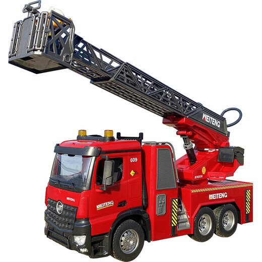 Witten large lifting ladder remote control fire truck can spray water electric simulation car model for children and boys to play 114119 ladder fire truck official standard configuration