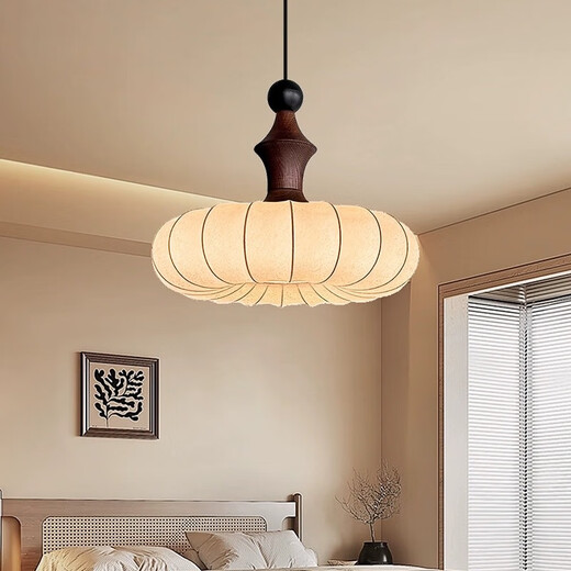 Tiffania Retro Französisch Schlafzimmer Stoff Kronleuchter Muster Chinesische Restaurantbar Tainanyang Solid Holz romantische Zimmer Hauptlampe AY9898-40 cm Drei-Farben-LED (Walnussfarbe)
