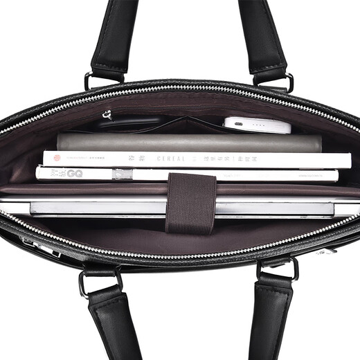 MOEPEQDAISHU Briefcase Men's Handbag Business Shoulder Messenger Bag Large Capacity Casual Commuting New Trendy Backpack Computer Bag Elegant Black 14 inches