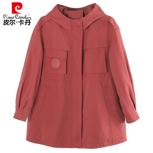 Pierre Cardin windbreaker women's mid-length 2025 spring and autumn new Korean version loose small high-end fashion workwear short coat trendy Khaki M