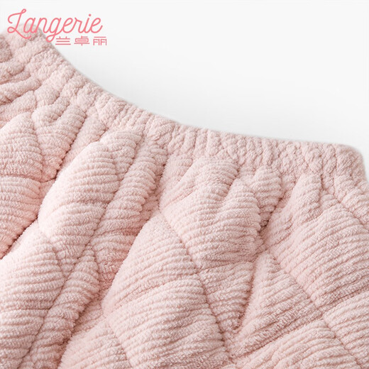 Landroli Couple's Wear, Home Clothes Upper and Lower Sets, Protective Warm Clothes, Men's and Women's Coral Fleece Pajamas, Autumn and Winter, Apricot Pink, Women's M (160) Women's