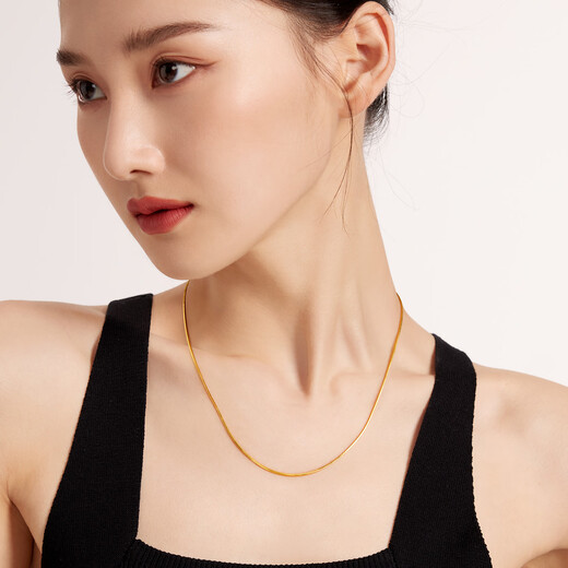 Luk Fu Jewelry Foot Gold Square Snake Bone Chain Gold Necklace Simple Claserotin Chain Priced L04TBGN0010 6.71 grams (including labor cost 671 yuan)