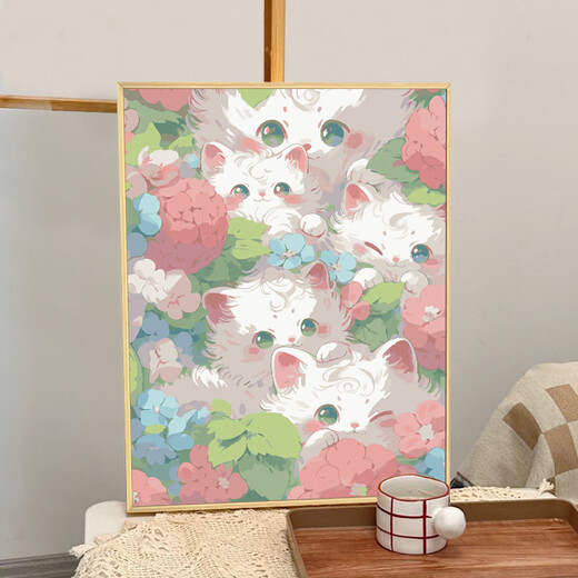 Yu Senyis niedliche Katzen-Katze Digitalölmalerei DIY DIY FILLGEFAHREN FÄNDERUNG VORBELAGE