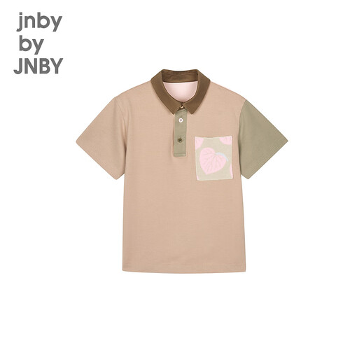 
jnby by JNBY Jiangnan cloth children's clothing loose casual short-sleeved polo shirt contrast color love summer boys and girls children 1O4113660 671/gray powder (batch 1) 110 cm