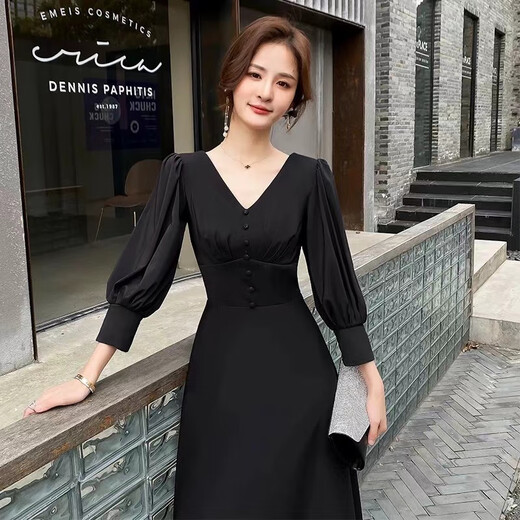 Maxbeth Black Evening Dress 2025 New Demperament Banquet Light Luxury Nishe High-end Art Exam Платье для женщин Dark Night Black S