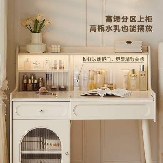 Quanyou Home Cream Style Functional Dressing Table Bedroom Solid Wood Leg Storage Cabinet Integrated Dressing Table Furniture