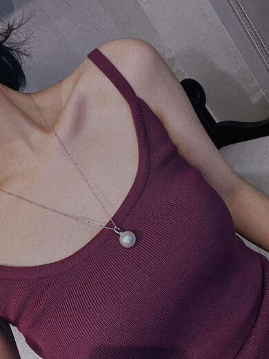 Shien S925 silver cold light 12mm Shijia pearl pendant buckle can be opened and delivered with a long chain 12mm