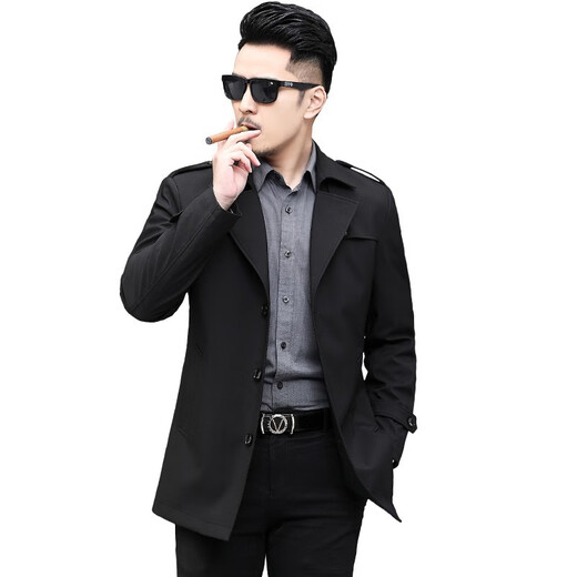 Pierre Cardin high-end men's windbreaker short high-end business casual British style jacket men's casual lapel spring and autumn windbreaker top Khaki M 170