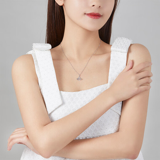 Saturday Fortune Platinum Necklace for Women PT950 Ginkgo Leaf Platinum Glossy Pendant Adjustable for Girlfriend 3.04g 40cm +5cm
