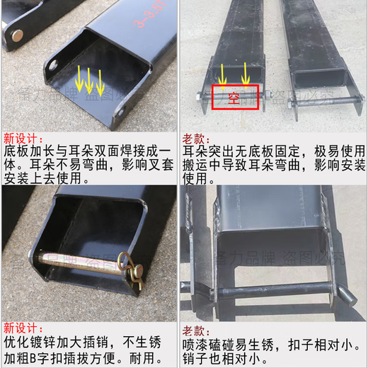 惠利得定制适用叉车加长叉套货叉套铁鞋脚叉延长臂锰钢加厚叉齿套鞋套保 8厚335吨13555长18米