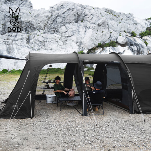
DOD Extra Large Luxury Tunnel Tent Outdoor Folding Portable Picnic Outdoor Camping Rain Thickened T5-689 Black T5-689-BK