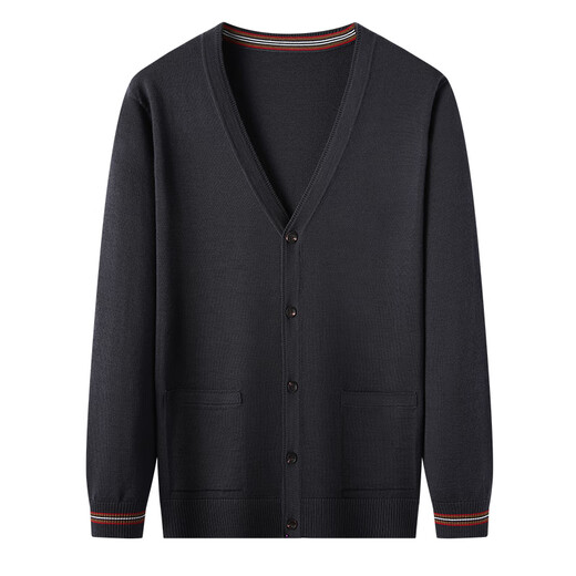 
Hengyuanxiang worsted wool plush cardigan men 100 pure cardigan 2024 autumn and winter new men's v-neck sweater jacket trend black 2XL 180 [suitable for 155-175Jin [Jin equals 0.5 kg]]
