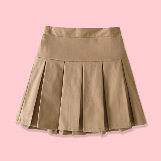 忻悦晴女童百褶裙卡其色小学生半身裙夏季中大儿童校服裙藏青演出短裙子 6627黑色 100cm