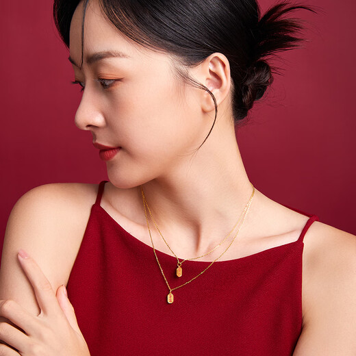 Saturday blessing yellow 18K gold pendant, Guochao Xiaofu brand gold pendant birthday gift, chain not included, good luck and good luck
