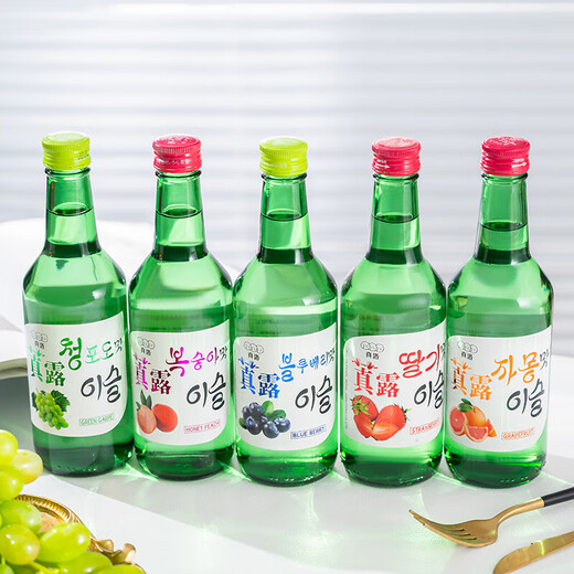 真洛韩式露酒烧酒果味清酒低度微醺青葡萄味女士聚会 4瓶烧酒360ml+2个酒杯