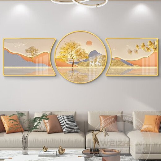 
Shunjixiangli light luxury living room decoration painting sofa background wall hanging painting mural simple modern wall painting sense atmospheric high-end JD15282 90*70/90*90/90*70 Handmade diamond inlay painting pvc gold edge