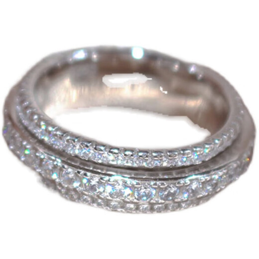 Shijun (SHIJUN) Gypsophila Ring Couple Style Light Luxury S925 Double Layer Rotatable Full Circle Full Diamond Index Finger Ring Bracelet Full Diamond Rotatable 16mm Inner Diameter S925 Silver