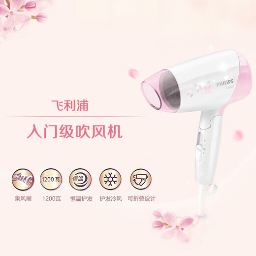 Philips (PHILIPS) hair dryer household high-power hair dryer constant temperature hair dryer must-have for student dormitories HP8120-white portable foldable constant temperature hair care