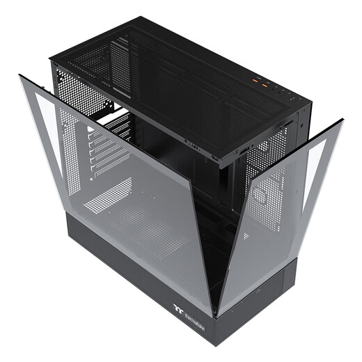 Thermaltake (Tt) Steel Shadow S Seaview Room Chassis Computer Host (ATX-Motherboard/unterstützt 360 Wasserkühlung/270 Panorama/9 Lüfterpositionen/4090 Grafikkarte) Thermaltake S Schwarz