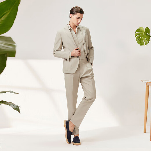 By Creations spring and summer new cotton and linen suit men's business professional commuting formal wear light and breathable casual suit linen original color 52