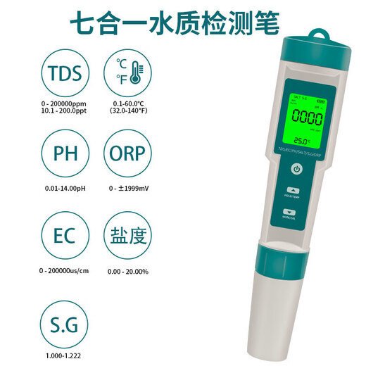 Pen de detección de calidad de agua multifuncional de cinco en uno Ph Ph Meder de acidez TDS Conductividad Temperatura Detección de salinidad PH/EC/Temperatura Tres en uno 9902 9902