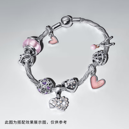 PANDORA hollow heart-shaped maternal love charm enamel craft purple DIY beads birthday gift for girlfriend